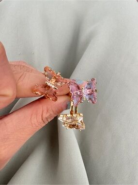Butterfly Crystal Ring Set